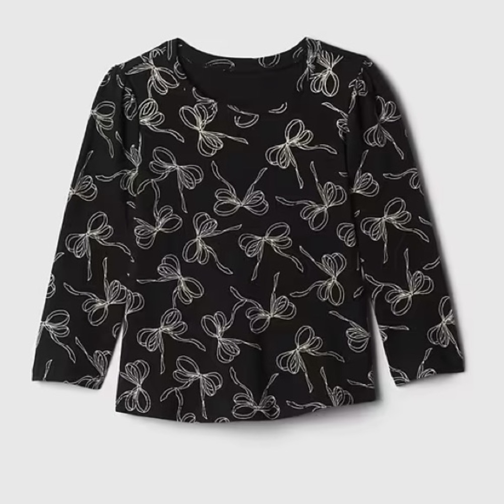 BabyGAP Puff Sleeve T-Shirt in Black Bow